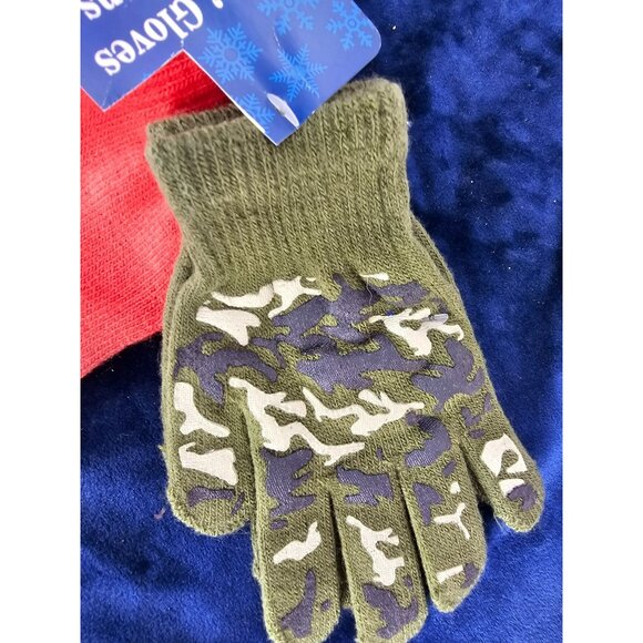 Kids Winter Gloves and‎ Mittens 3 Pack Camo, Design And Peach - Picture 3 of 6